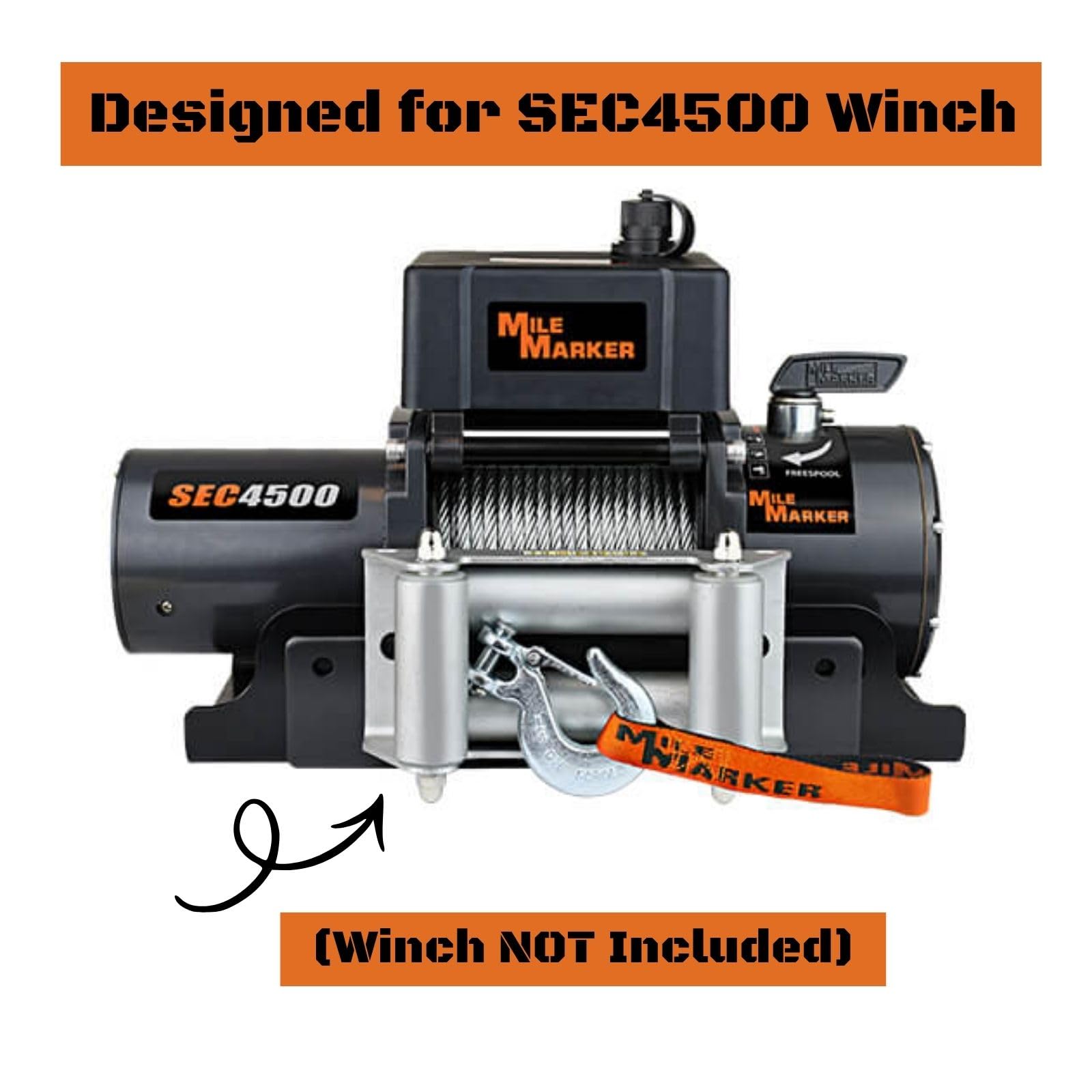 Mile Marker Replacement WH-4 Black & Silver Roller Fairlead for SEC4500 - For Winches 4500 Pounds Only - Heavy Duty Construction - Reliable Operation in Industrial Applications