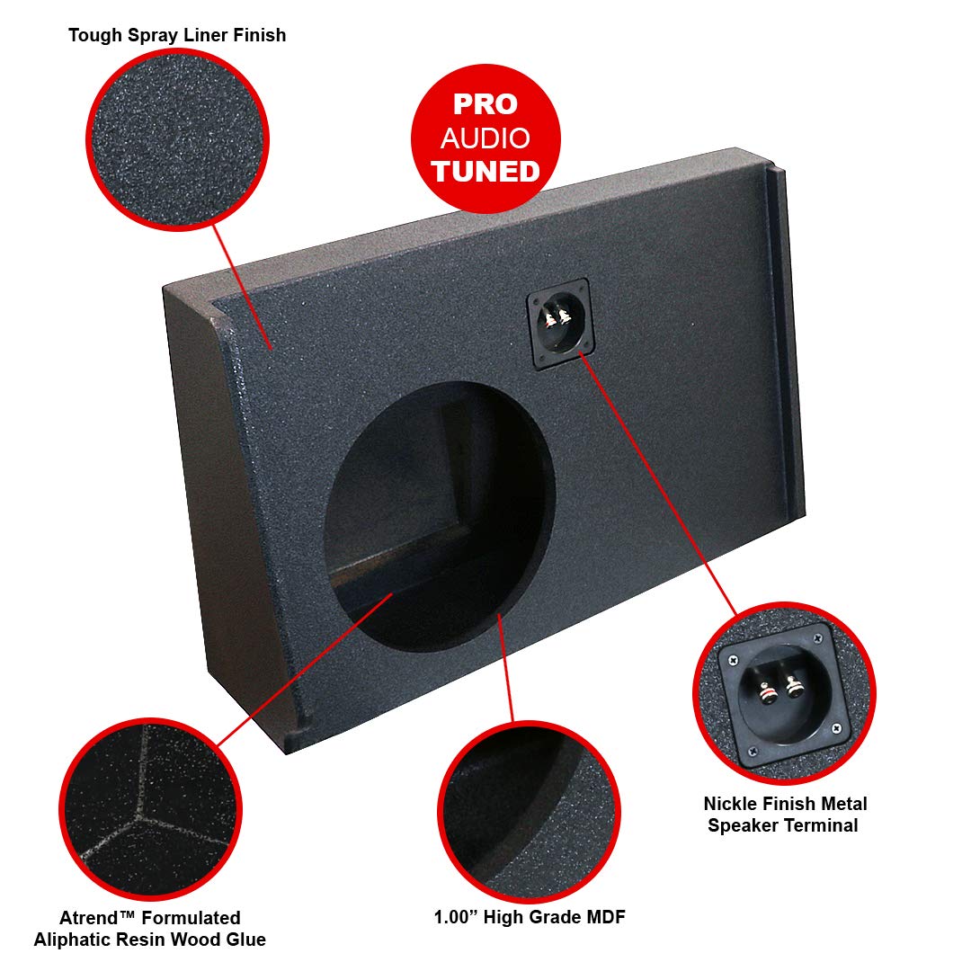 Bbox 12 Inch Single Vented Subwoofer Box - Premium Subwoofer Box Improves Audio Quality, Sound & Bass - Fits 2008-2018 Chevrolet/GMC Silverado/Sierra Crew Cab - Car Subwoofer Boxes & Enclosures