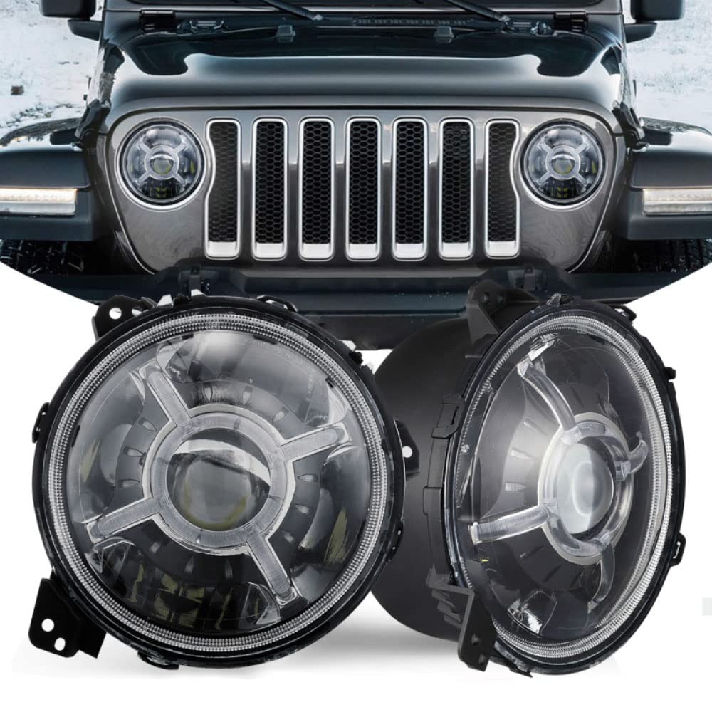 Race Sport Lighting 9in RS9JLAAH JEEP JL Adjustable Angle Beam 108-Watt headlight with X-HALO DRL Functions