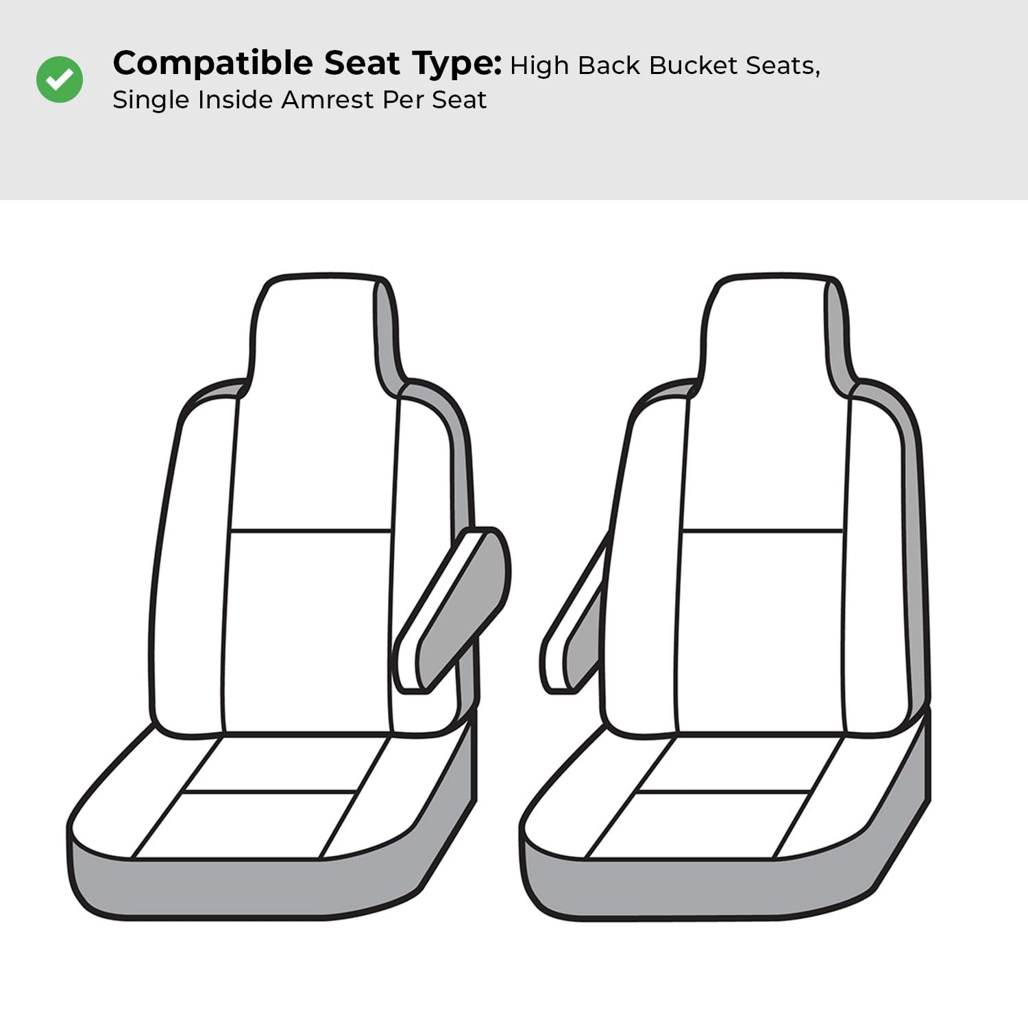Covercraft Custom Seat Covers Polycotton | Fits 2024 Ford F-750 | 1st Row Bucket Seats, Grey