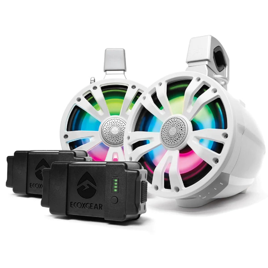 ExtremeTower SoundExtreme TBB8 Waterproof Sealed 8-inch 2-Way – Battery-Powered Bluetooth Amplified Speaker 2-pc Set– White