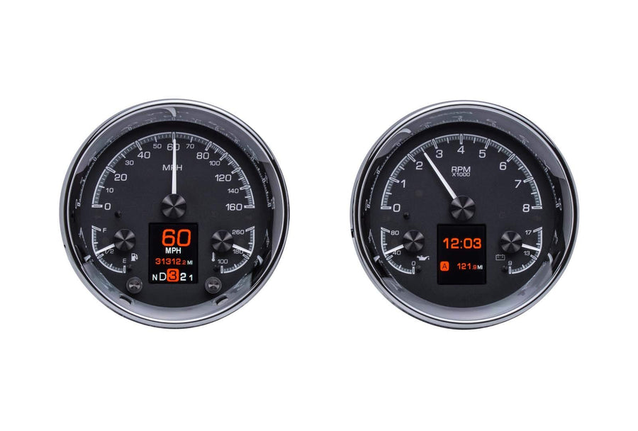 Dakota Digital Dual Universal 5.4" Round Analog Gauges Kit Black HDX-2014-K