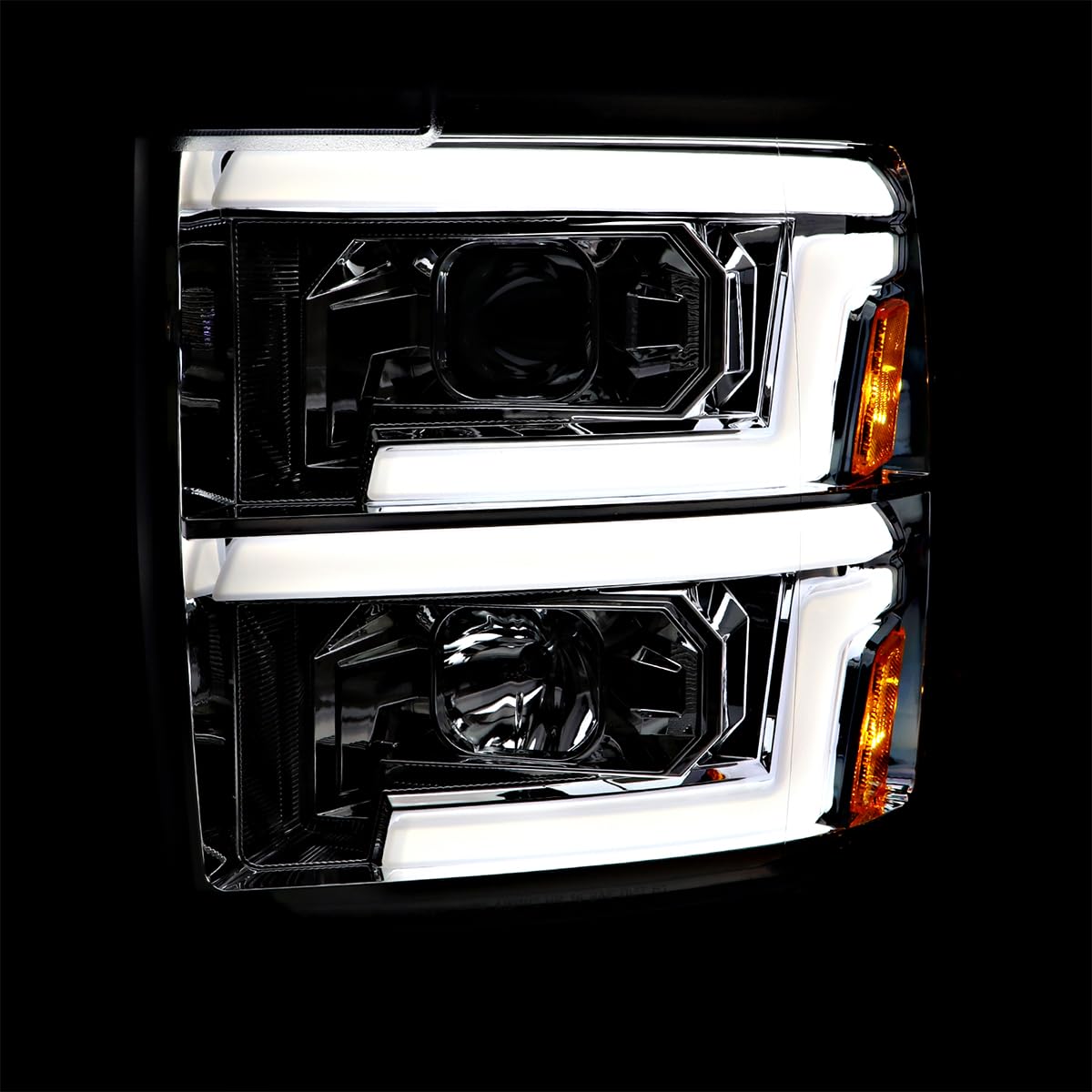 Clear SPEC-D TUNING Projector Headlights w/Sequential Switchback LED Signal Lamps Compatible with 2015-2019 Chevy Silverado 2500HD 3500HD