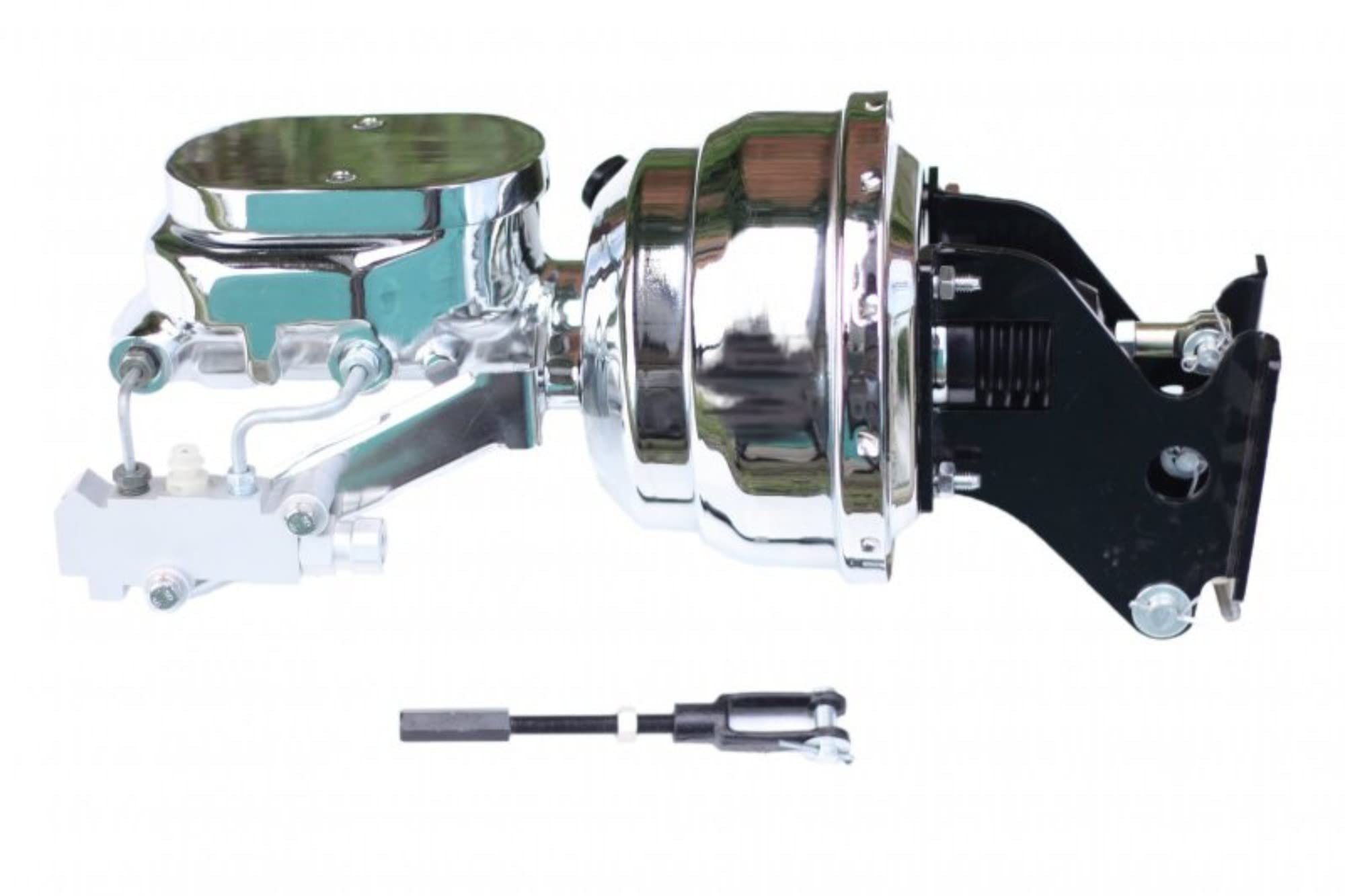 8 Inch LEED BRAKES Dual Power Booster, 1-1/8 Inch Bore Flat Top Master, Side Mount Valve, Disc/Disc (Chrome)