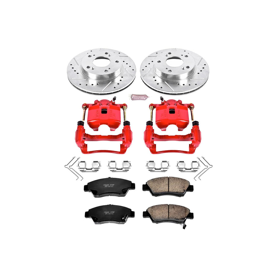 Power Stop 1-Click Performance Brake Kit with Caliper For Honda Civic KC2389 2006-2011 [Model Specific]