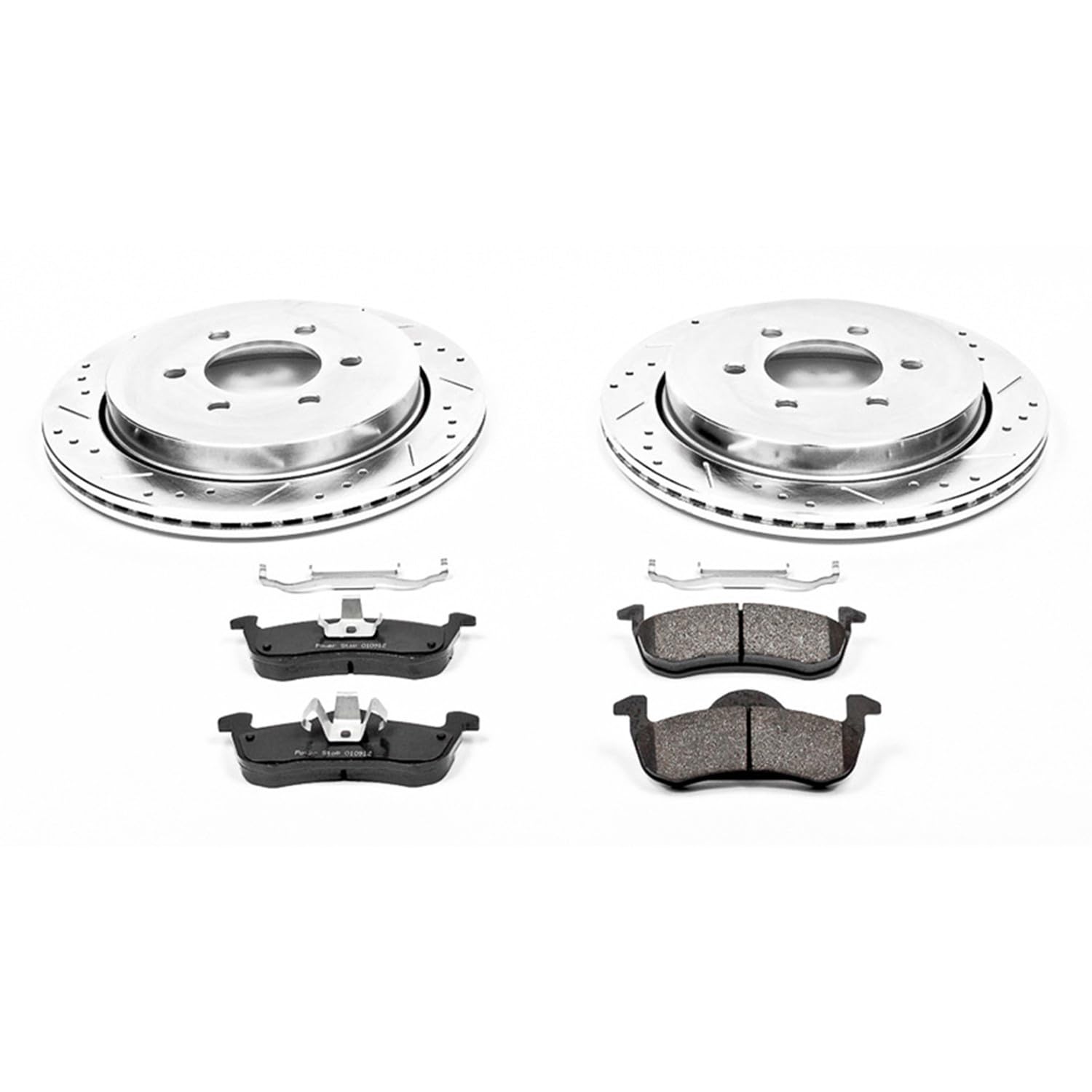 Power Stop K4683 Z23 Carbon Fiber Brake Pads Rear with Drilled & Slotted Brake Rotors Kit For Ford Expedition 2007-2017, Lincoln Navigator 2007-2017 [Model Specific]
