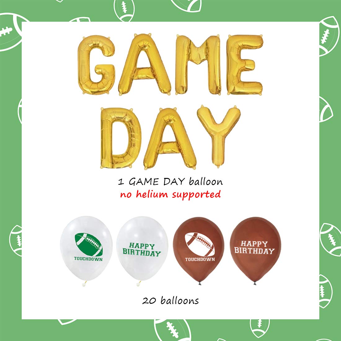 GAME DAY Football Decorations Gold Foil Balloon Decorations for Tailgate Party Supplies Super Bowl Sunday Baby Shower,Birthday Party Supplies Game Day