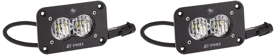 Baja Designs Flush Mount S2 Pro Black LED Auxiliary Light Pod Reverse Kit (Wide Cornering; Clear)
