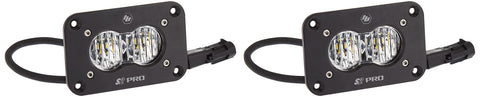 Baja Designs Flush Mount S2 Pro Black LED Auxiliary Light Pod Reverse Kit (Wide Cornering; Clear)