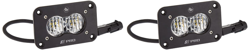 Baja Designs Flush Mount S2 Pro Black LED Auxiliary Light Pod Reverse Kit (Wide Cornering; Clear)