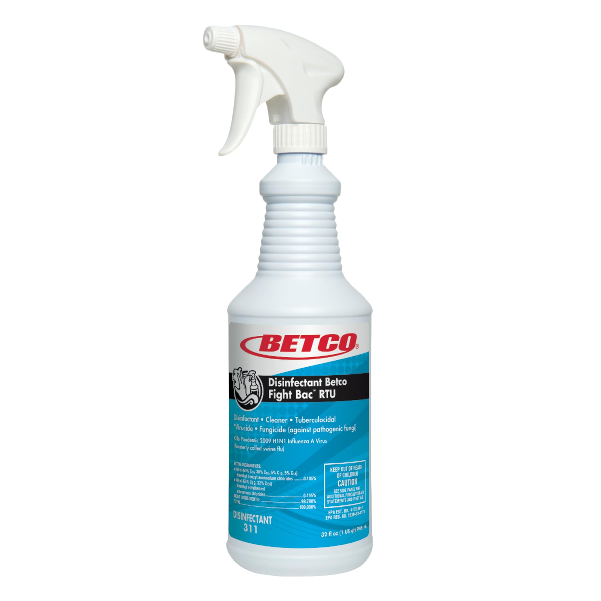 FIGHT BAC Betco RTU Disinfectant Cleaner, Citrus Floral, 32 oz. Bottle, 12/Carton (3111200)