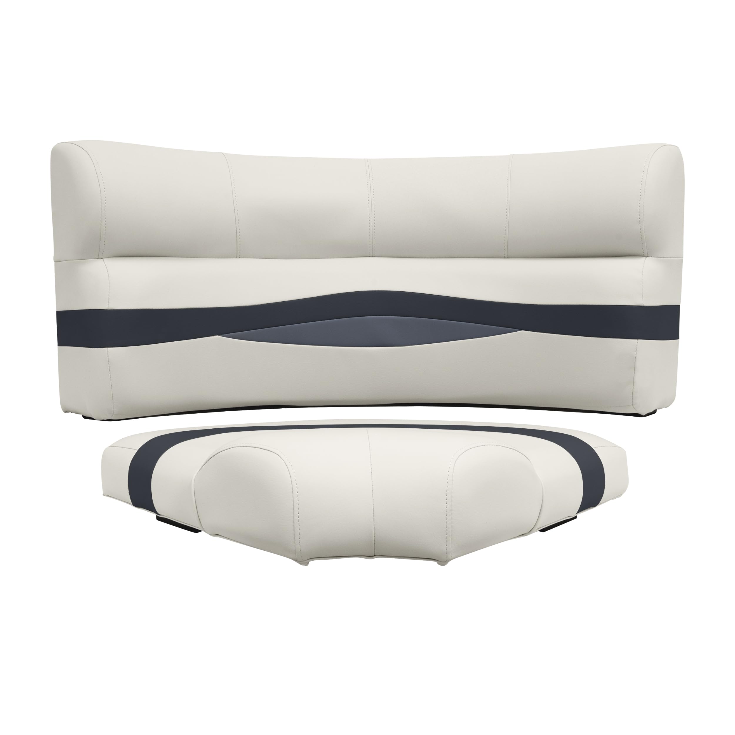 Wise Premier Series BM11002-986 Pontoon 32" Bow Radius Corner Seat Cushion Set, Platinum/Spectra Navy/Cobalt