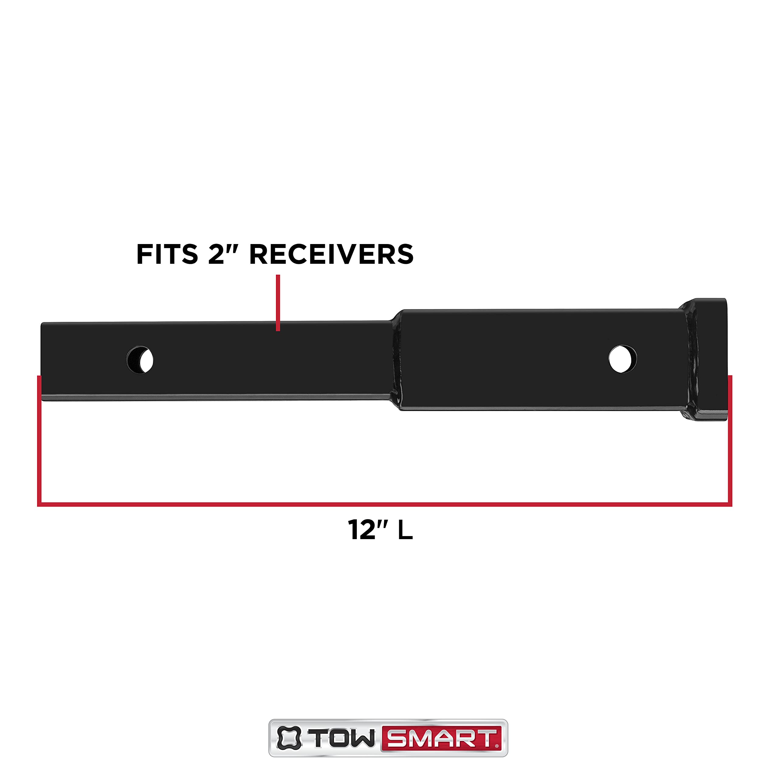 Steel Hitch Extender 12 in. with Collar, Fits 2 in. Receiver, 3,300 lb. Capacity