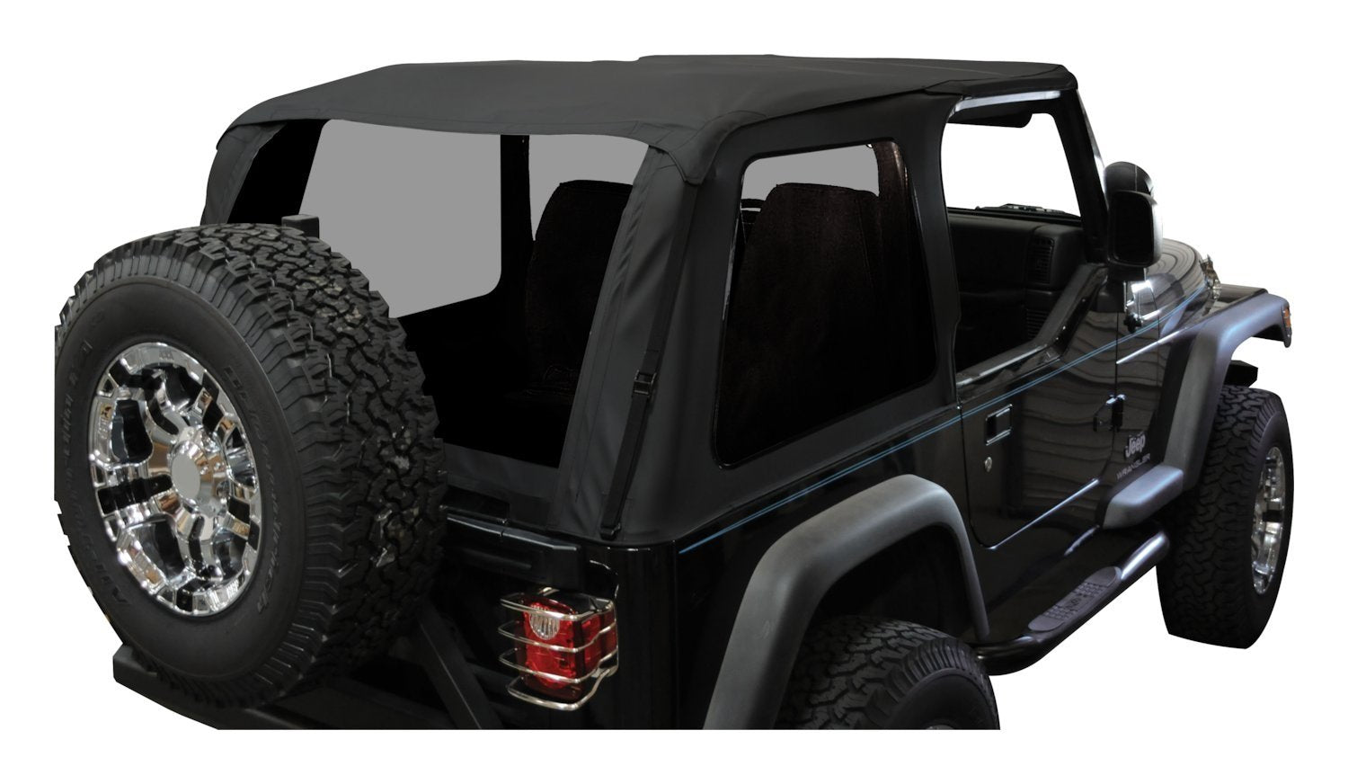 Bowless Soft Top RT Off-Road BRT10035 With Tinted Windows Black Diamond For 1997-06 Jeep Wrangler