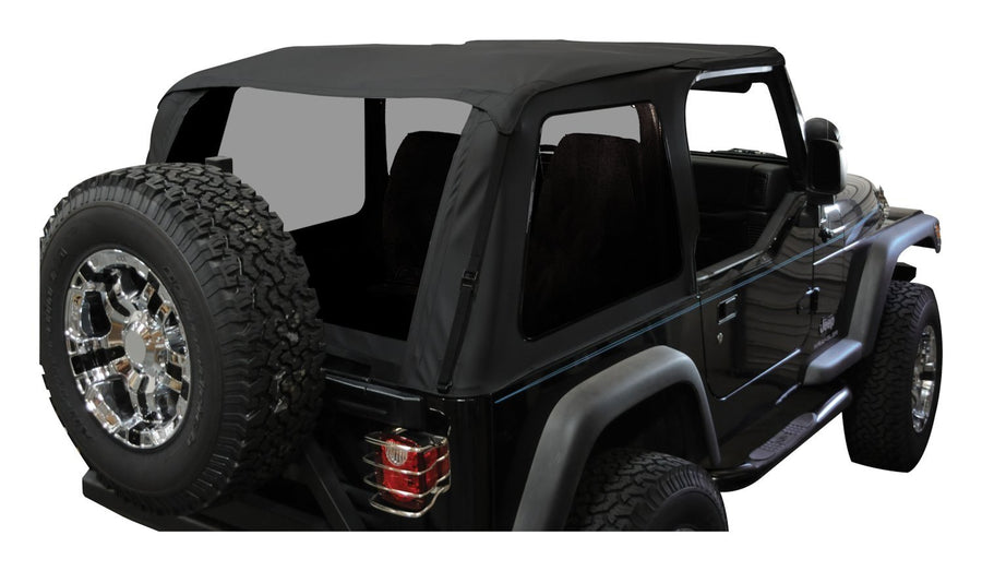 Bowless Soft Top RT Off-Road BRT10035 With Tinted Windows Black Diamond For 1997-06 Jeep Wrangler