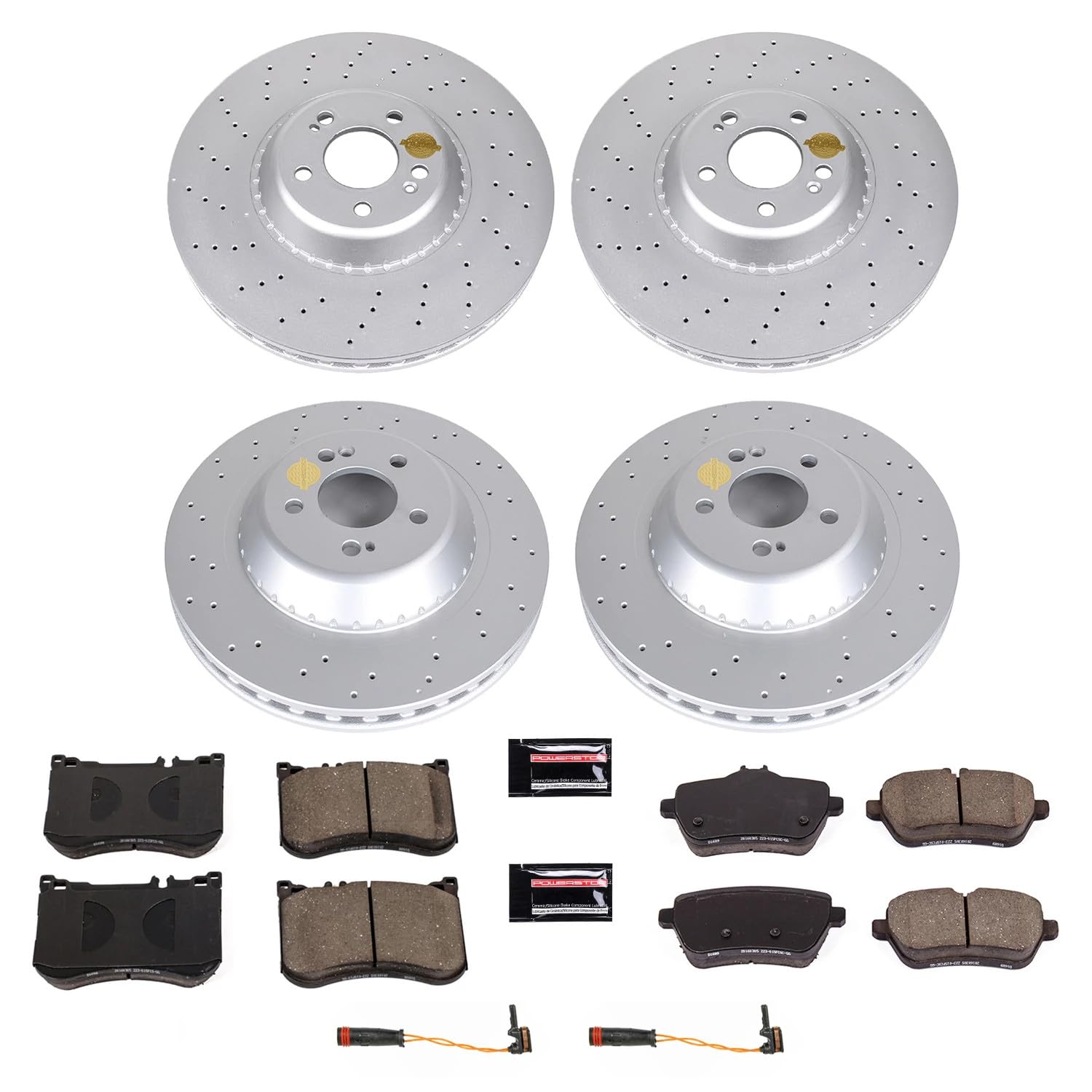 Power Stop Front and Rear CRK7256 Coated Rotor Brake Kit-Coated Rotors and Carbon-Fiber Ceramic Brake Pads
