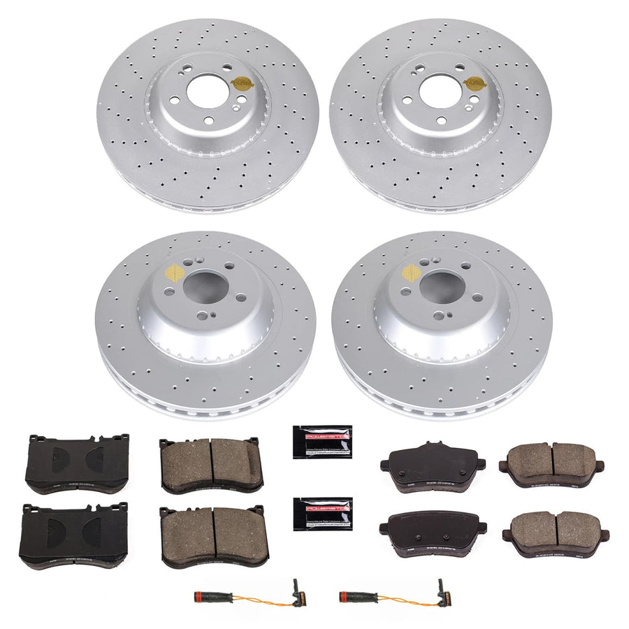 Power Stop Front and Rear CRK7256 Coated Rotor Brake Kit-Coated Rotors and Carbon-Fiber Ceramic Brake Pads