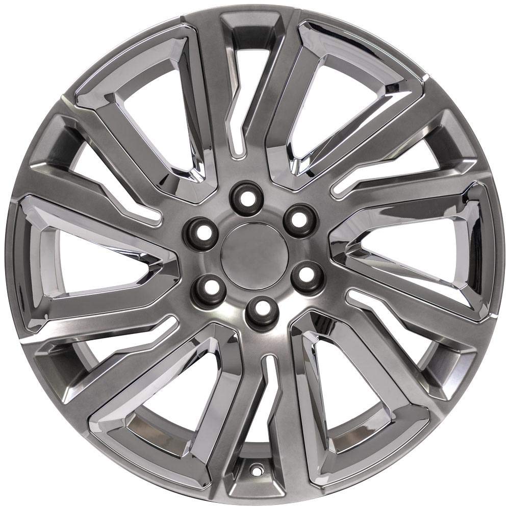 22 Inch OE Wheels CV39 Rim Fits Sierra 1500 Style 6x139.7 22x9 Gloss Hyper Black with Chrome Insert - Hollander 5907 (1)