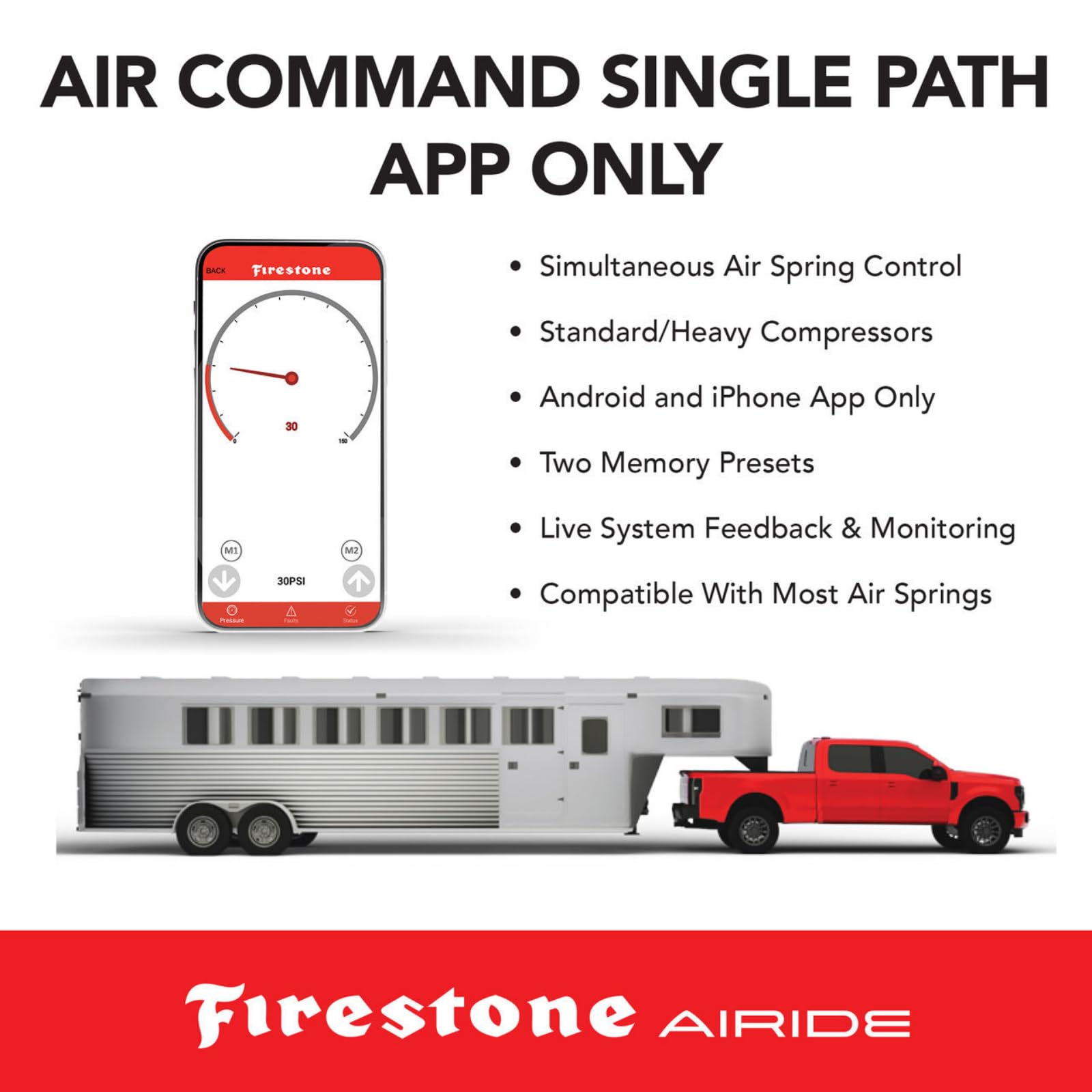Firestone 2888 Airide All-In-One Analog Rear Wireless Air Helper Spring Kit fits 2019-2026 Silverado 1500 & Sierra 1500 | Provides Onboard Air Control for Effortless Load Leveling