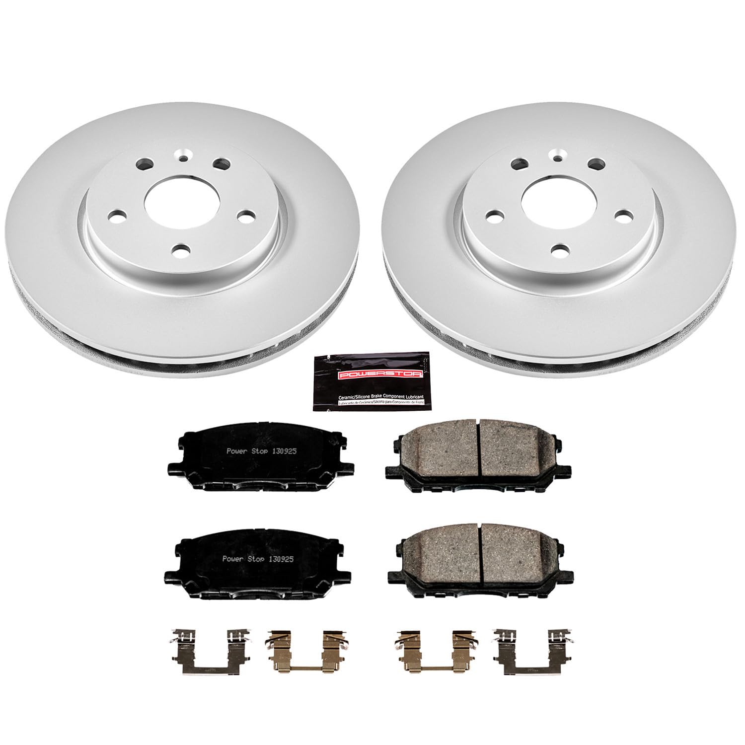 Brake Kit PowerStop For RX330 2004-2006, RX350 2007-2009, RX400h 2006-2008, Highlander 2006-2007 [Model Specific] - Front Coated Disc Rotors & Ceramic Brake Pads Replacement, CRK196