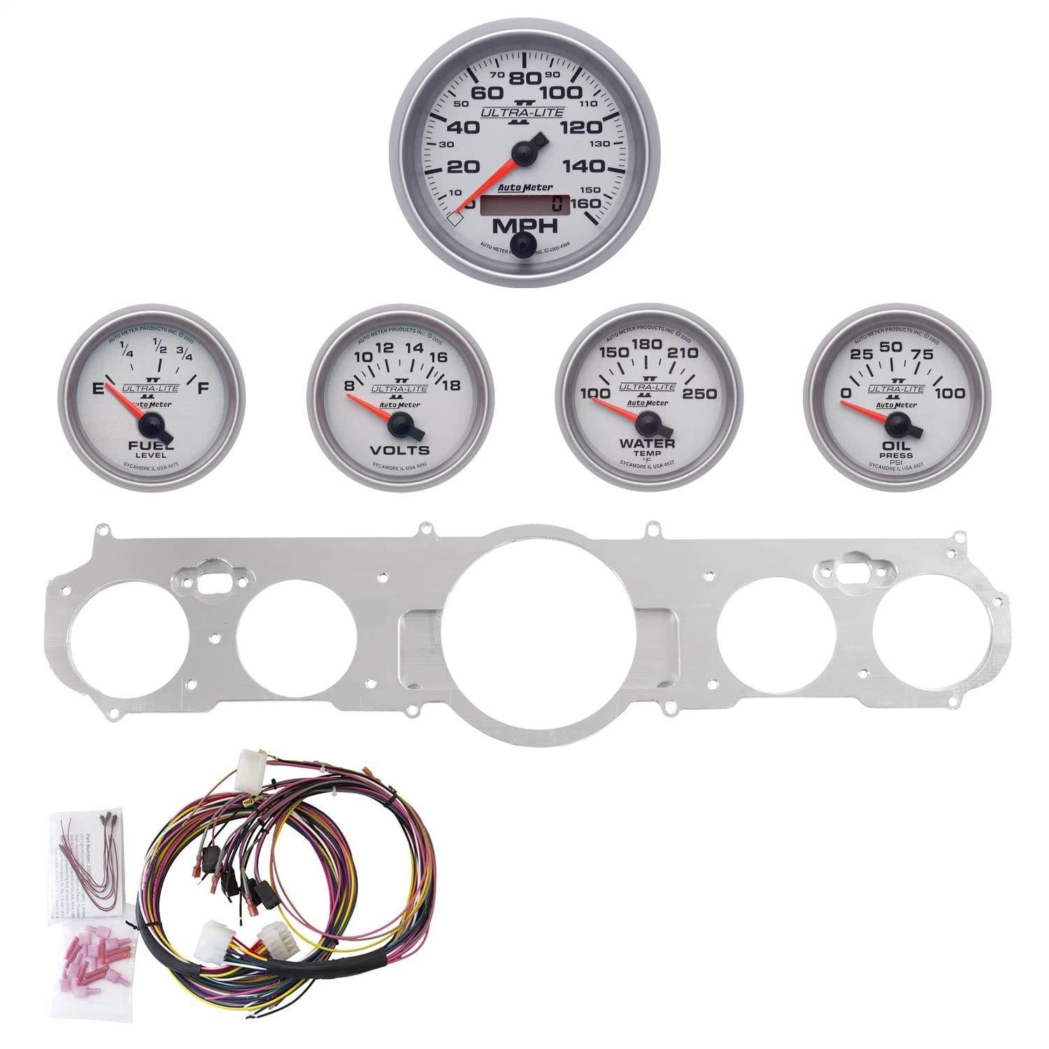 AutoMeter Dash Kit Direct Fit, Mustang 65-66, Mph/Fuel/Oilp/Wtmp/Bat, Ultra-Lite Ii (7035-14)