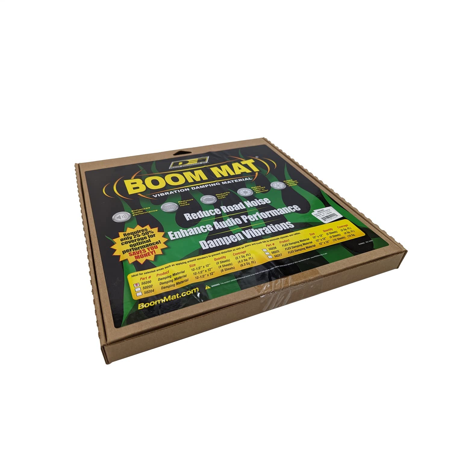 Boom Mat Design Engineering Sound Deadening Material with Adhesive Backing | 12" x 12.5" x 2mm (Pack of 2)