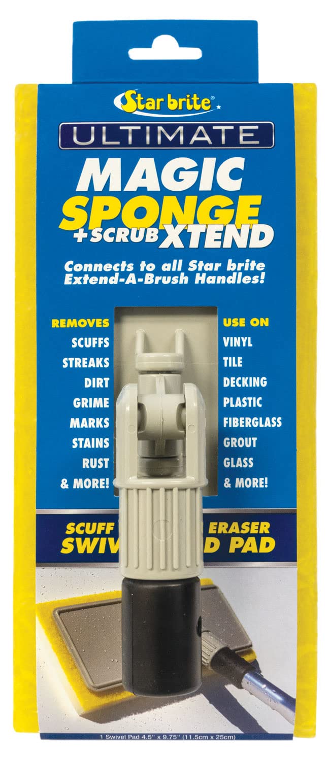 Ultimate Magic Sponge STAR BRITE + Scrub XTEND - Dual Articulating Flex Head, Ideal for Pool, Spa, RV, Boat, and Home, Connects to Extend-A-Brush Handles (041010)