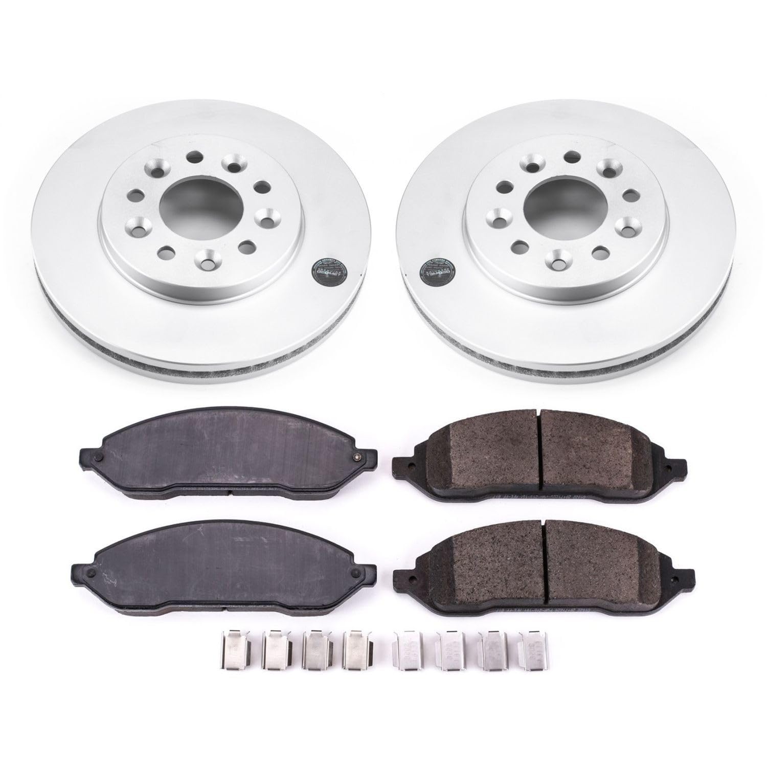 Power Stop Front Coated Brake Rotors and Z17 Ceramic Brake Pads Kit CRK3051 For Ford Freestar 2004-2007, Mercury Monterey 2004-2007 [Model Specific]
