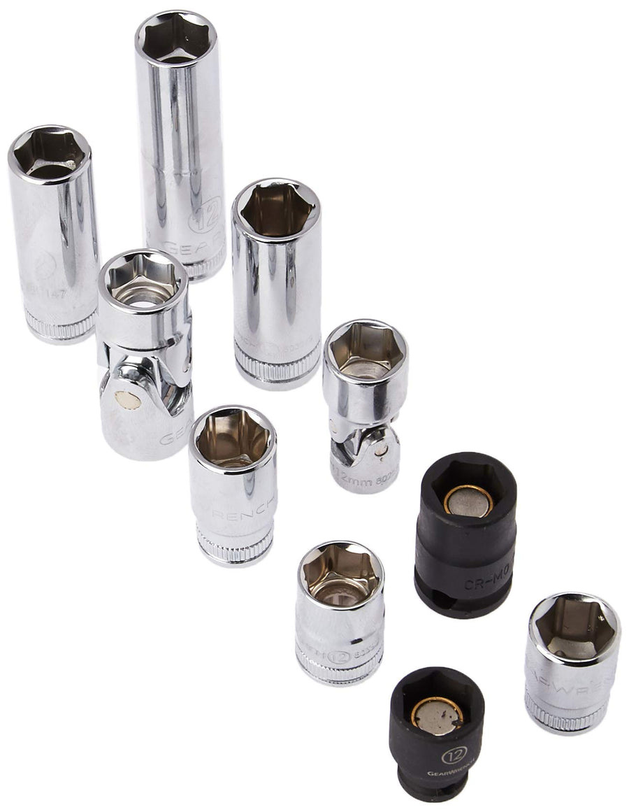 10 Pc. GEARWRENCH 1/4" & 3/8" Drive 6 Pt. 12mm Single Size Socket Set - 80576