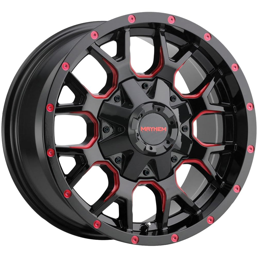 Warrior Mayhem 8015-2937BTR Black W/Prism Red 20X9 6-135/6-139.7 0mm 106mm