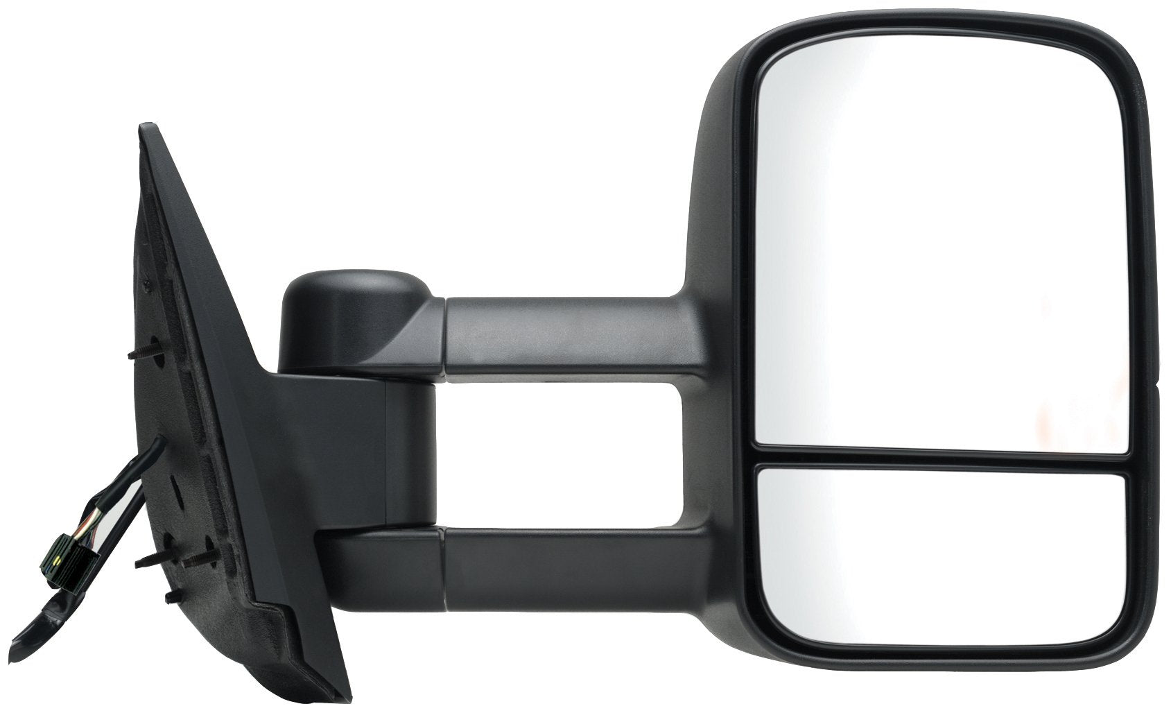 K Source Extendable Passenger Side Towing Mirror For 2007 - 2014 Avalanche, Silverado/Sierra Pick-Up/Hybrid Full Size, Suburban, Tahoe, Yukon. Textured Black, Heated Power, LED Arrow Signal, Dual Lens, Foldaway