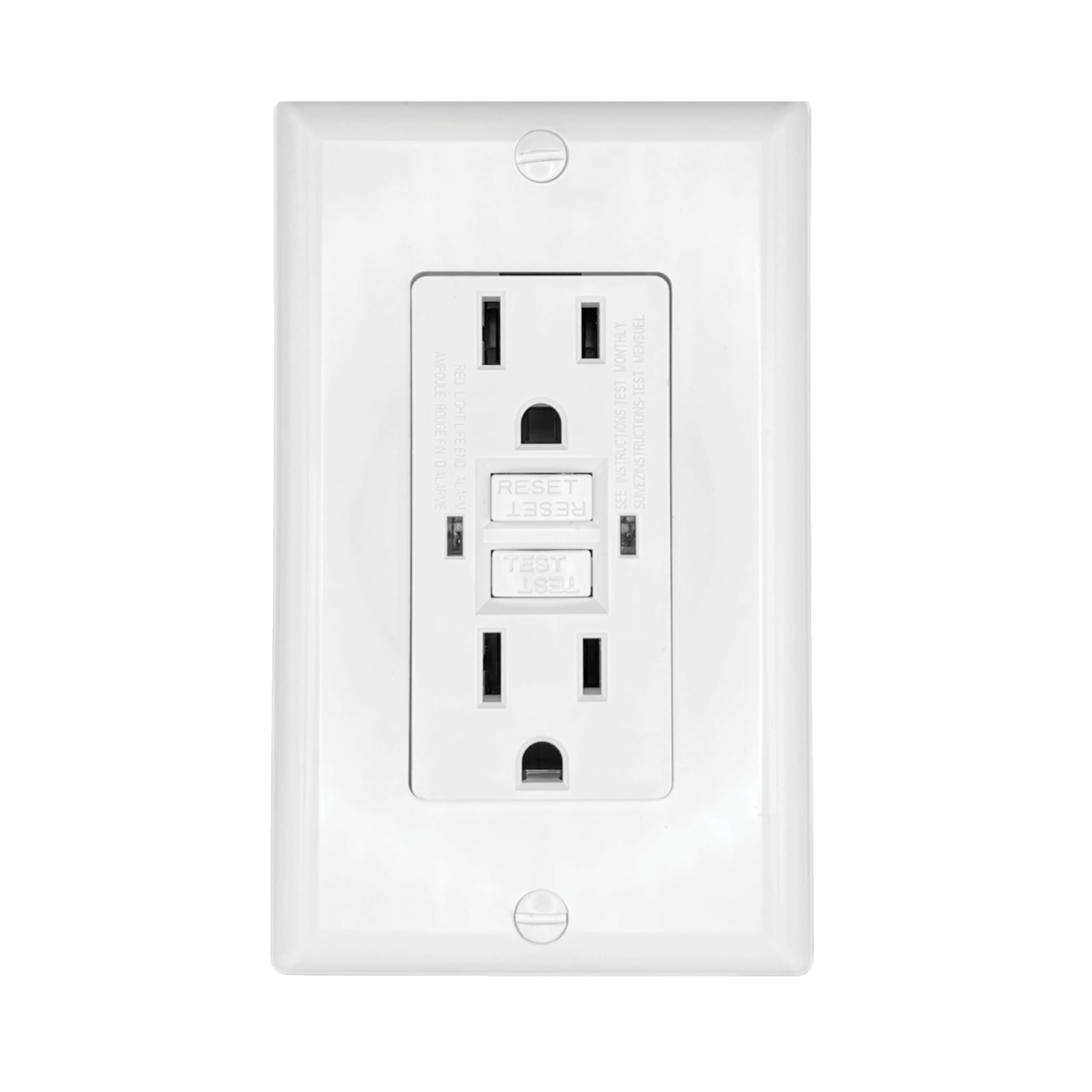 Dual GFCI Outlet S801, RV Designer with Cover Plate, White, AC Electrical