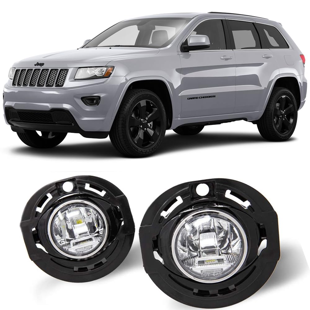 Winjet Driving LED Fog Lights Compatible with Chrysler 200/300 Town & Country Avenger Challenger Dart Durango Compass Grand Cherokee