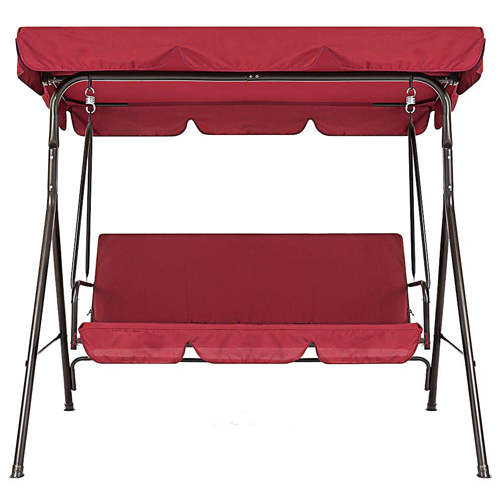 Canopy Patio Swing Seat Cover 2pcs/Set, Sunproof Canopy+Swing Seat Cover for 3 Seaters, Waterproof Sunproof Swing Canopy Replacement Cover Top and Swing Chair Protection Cover