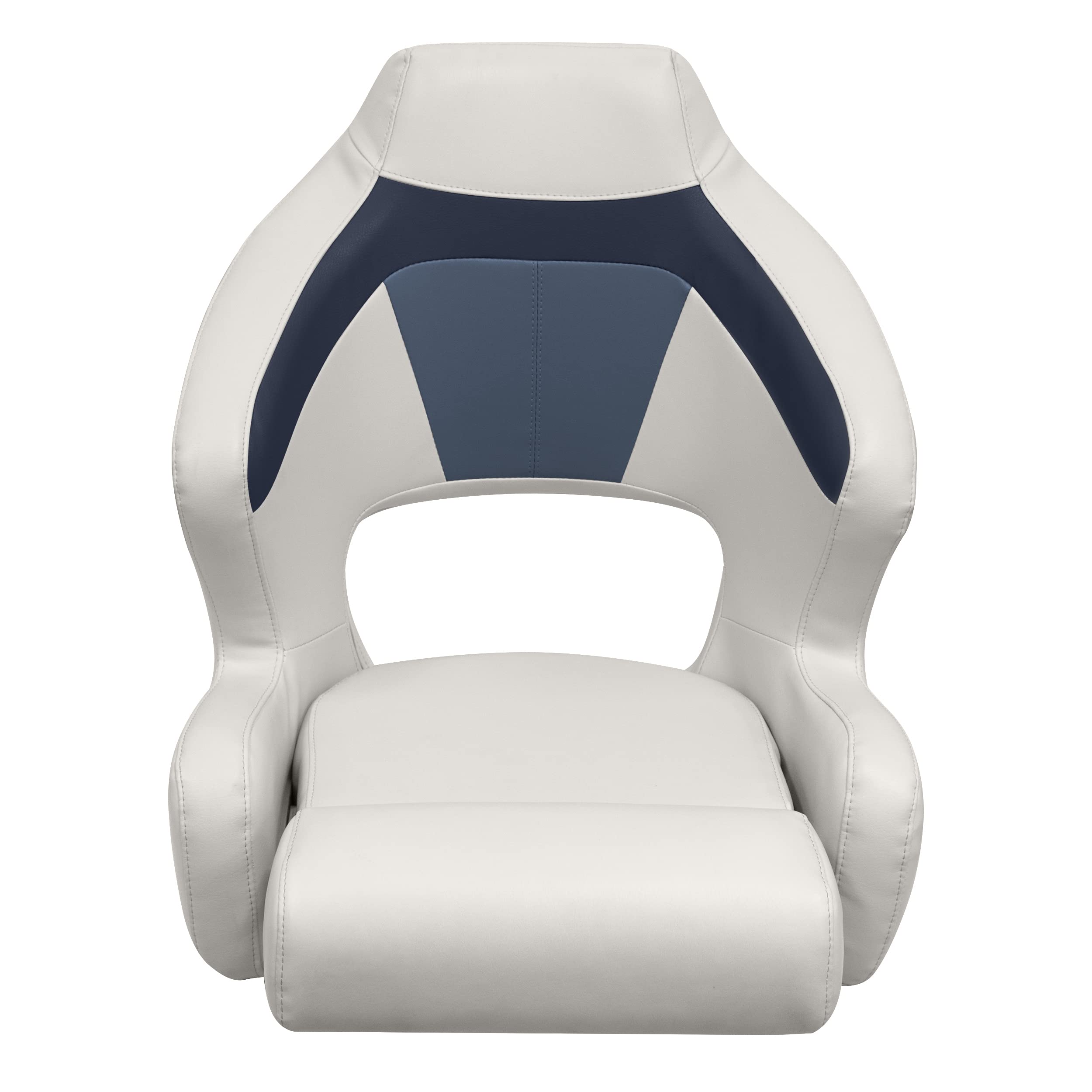 Wise Premier Series BM3338-986 Pontoon XL Bucket Seat with Flip Up Bolster, Platinum/Spectra Navy/Cobalt