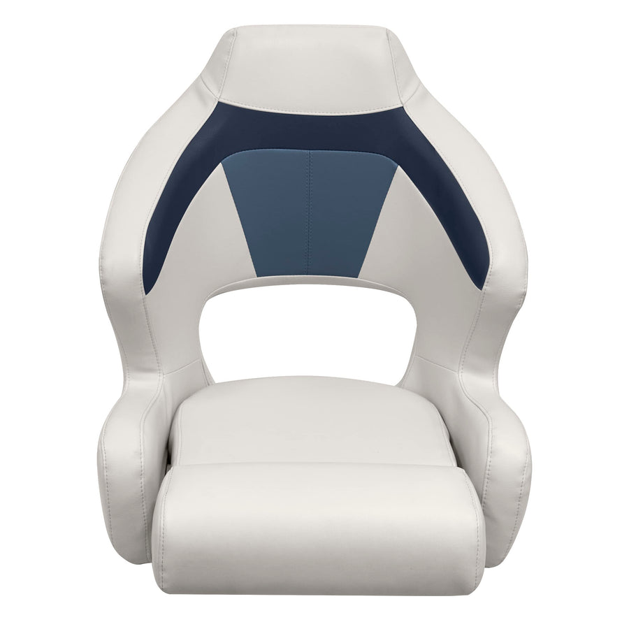 Wise Premier Series BM3338-986 Pontoon XL Bucket Seat with Flip Up Bolster, Platinum/Spectra Navy/Cobalt