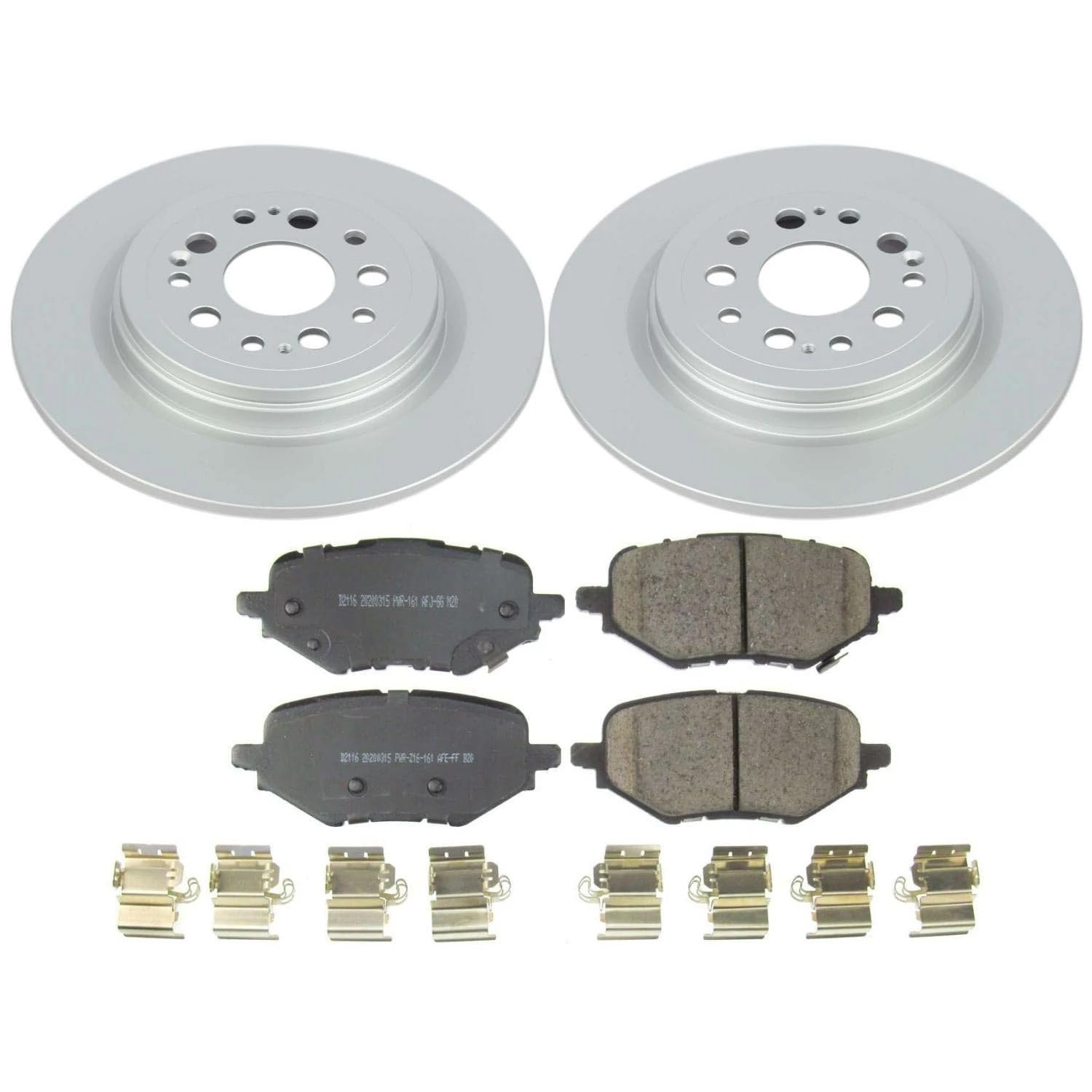 Power Stop Z17 CRK8296 Rear Coated Rotor Kit-Coated Brake Rotors, Ceramic Brake Pads For Honda Clarity 2017-2021 [Model Specific]