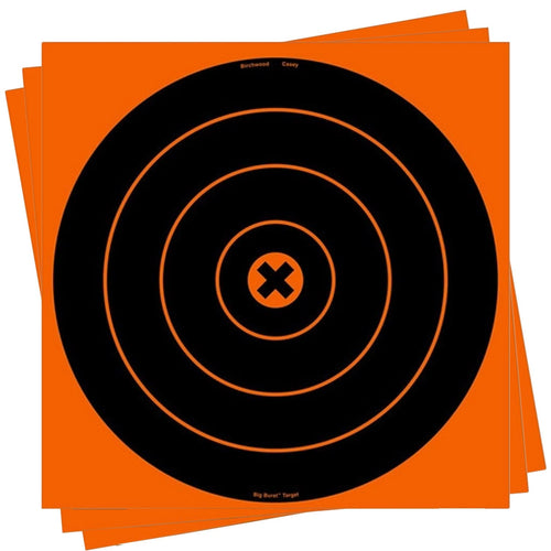 Birchwood Casey Always Flat Big Burst Bull's Eye Adhesive Back Shooting Training Reactive Targets | Pack of 3 Sheets | 12" (1 Target per Sheet)
