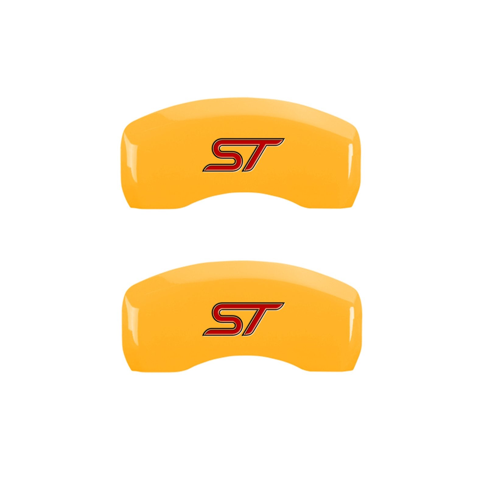 Caliper Covers MGP 10231SST1YL Yellow (Set of 4, Engraved Front and Rear: No bolts/ST, Yellow powder coat finish, black characters)