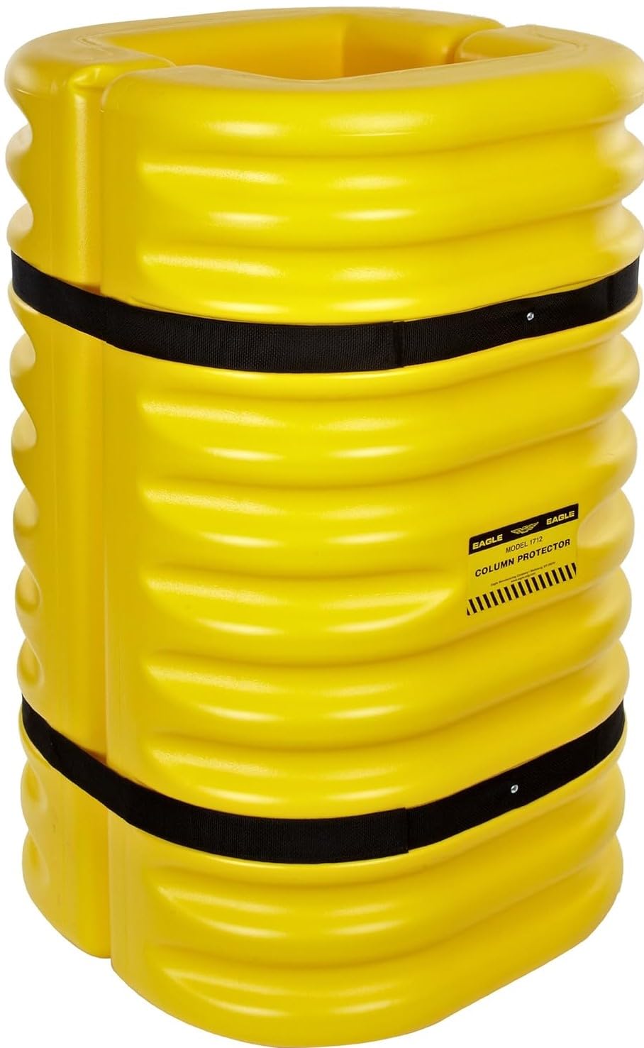 Plastic Eagle Column Protector for 12" Square Column with Interlocking Halves and Easy-Install Straps, 24" x 24" x 42", High-Density Polyethylene (HDPE), Made in The USA, Yellow, 1712
