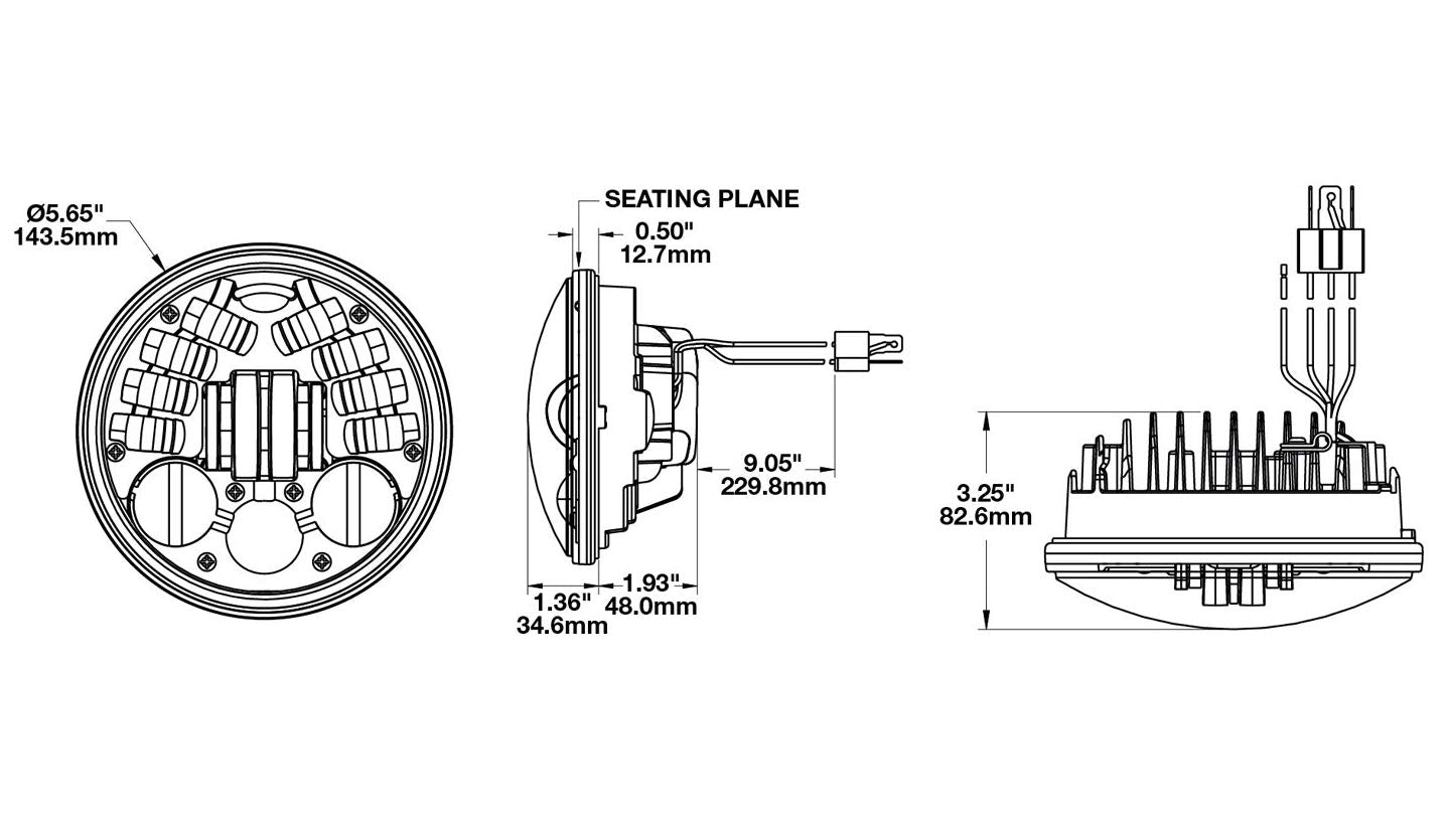Led Headlight, Chrome 8690A2-12V