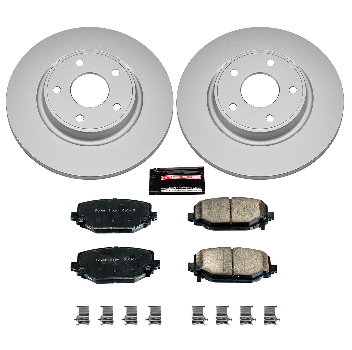 Power Stop CRK5961 Brake Rotor & Coated Ceramic Brake Pads- rear For Chrysler Town & Country, Dodge Grand Caravan, Dodge Journey, Ram C/V, VW Routan [Model Specific]