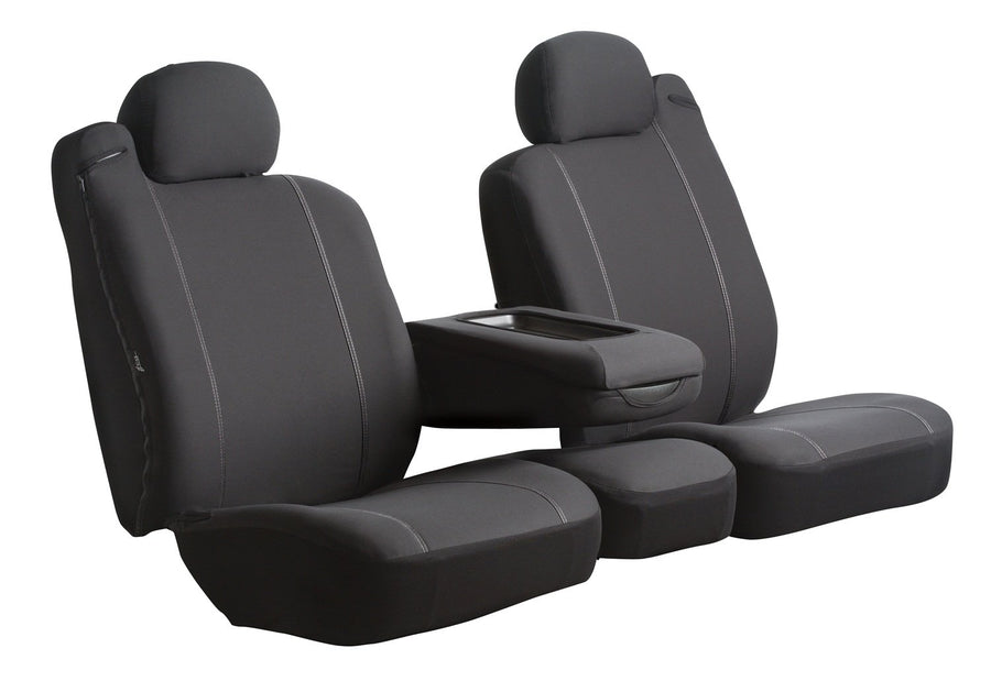 Fia Seat Protector SP8024BLACK Custom Seat Cover; Poly-Cotton; Black; Front; Bucket Seat; High Back;