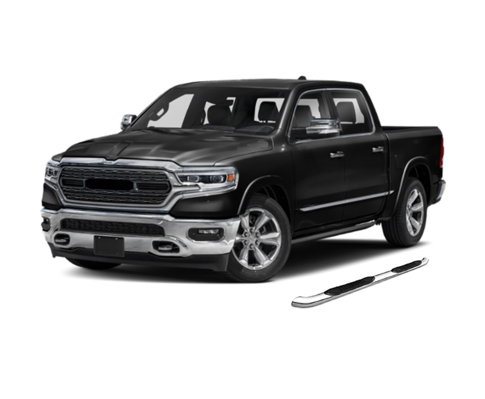 3in Black Horse Side Steps Stainless Steel Compatible with 2019-2025 Ram 1500 Crew Cab-9BDG305SS