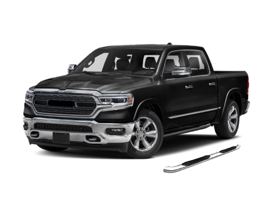 3in Black Horse Side Steps Stainless Steel Compatible with 2019-2025 Ram 1500 Crew Cab-9BDG305SS