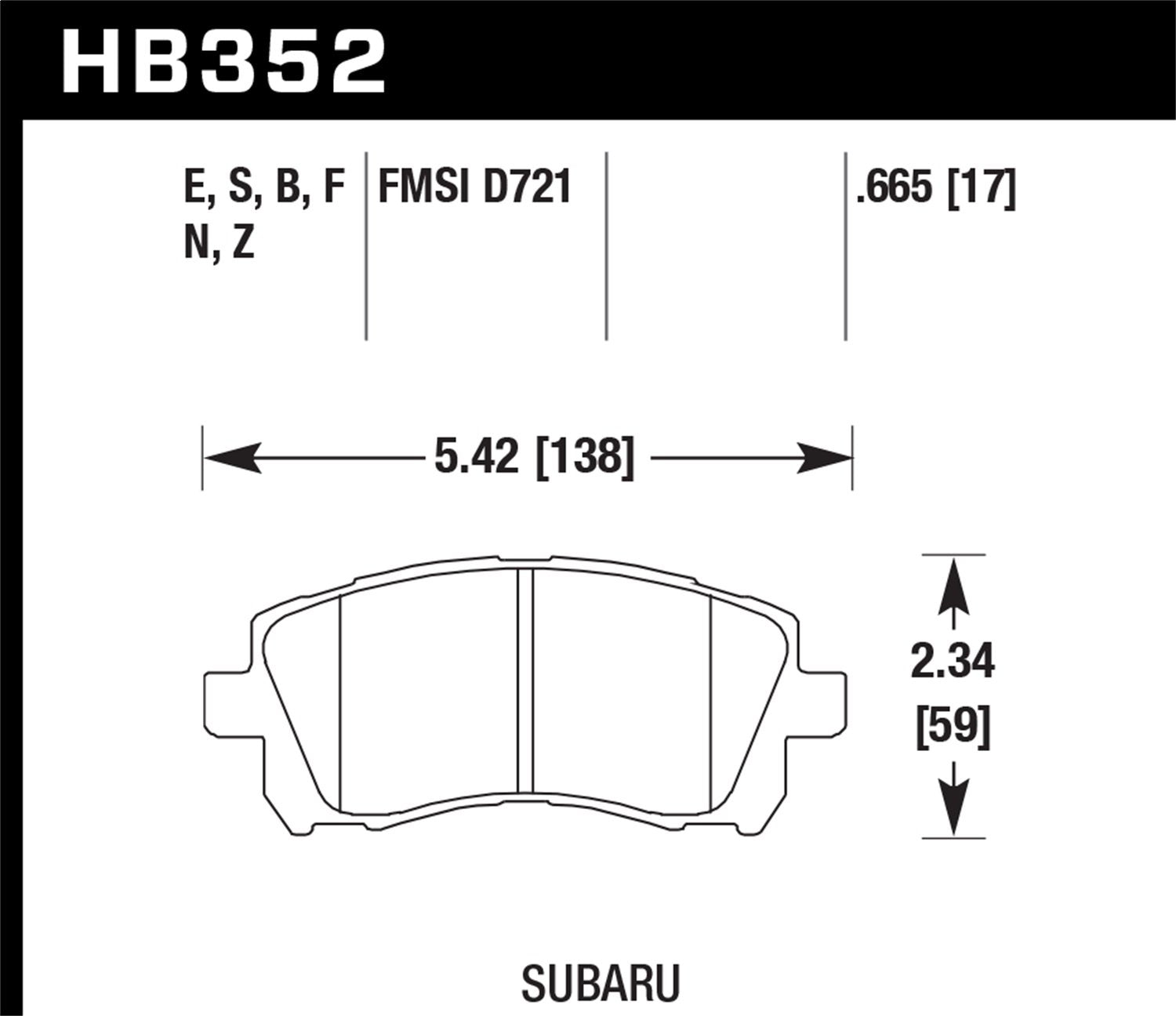 Hawk Performance Blue 9012 HB352E.665 Motorsport Brake Pads