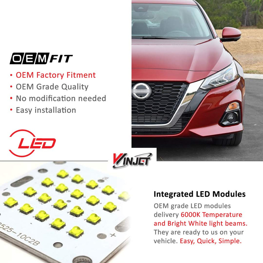 Fog Lights Winjet Compatible with [2019 2020 2021 2022 Nissan Altima] Driving LED Fog Lights + Switch + Wiring Kit