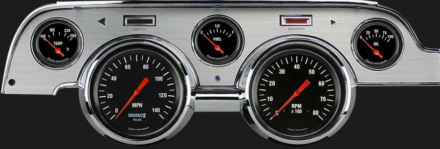 Hot Rod Classic Instruments MU67DHRBA 5 Gauge Package LED Odometer Brushed Bezel Fits 1967 Mustang