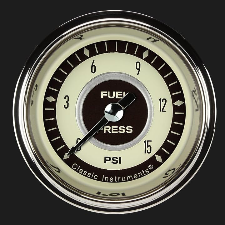 Nostalgia Classic Instruments 2-1/8" Fuel Pressure Gauge 15 PSI Electric NT145SHC