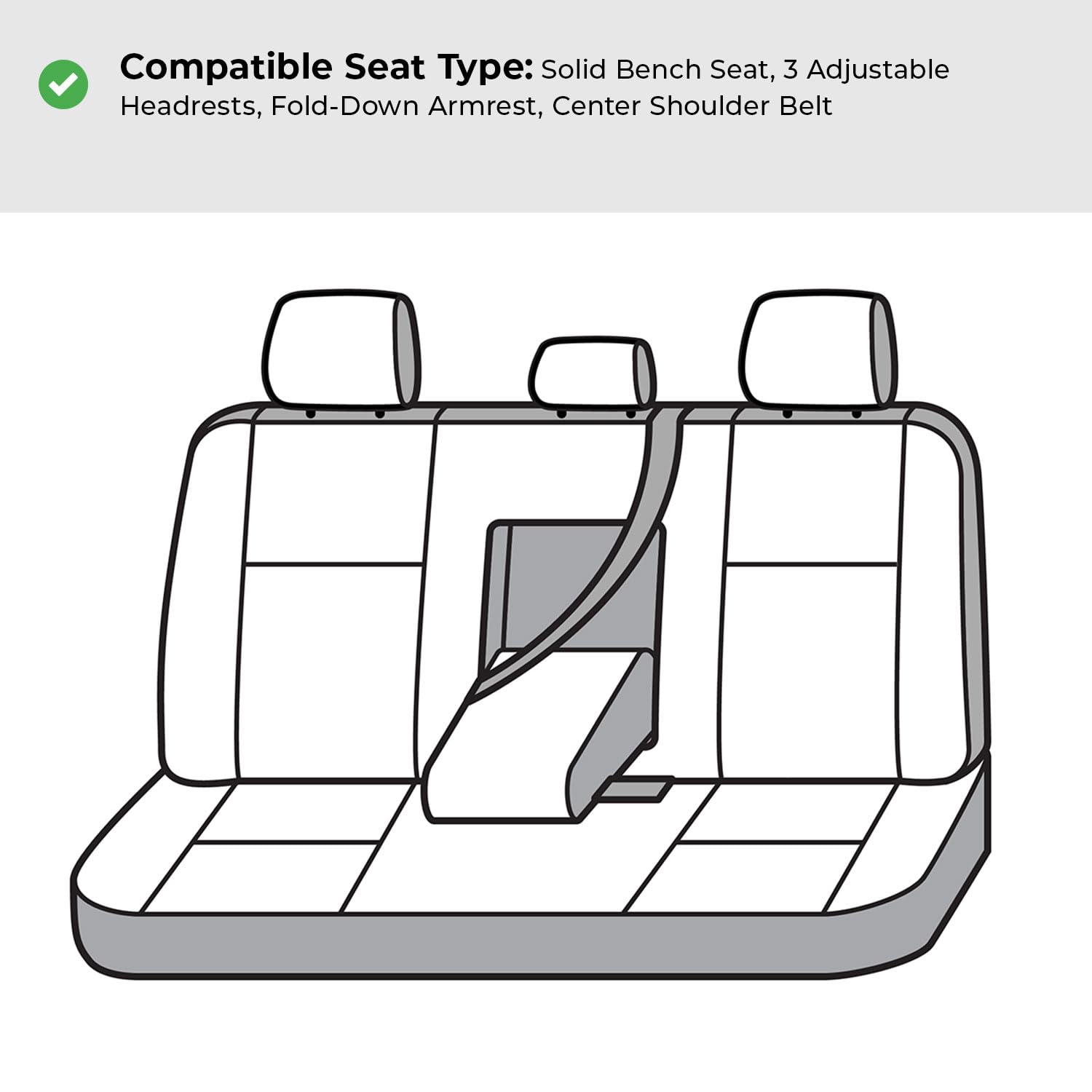 Covercraft Custom Seat Covers Polycotton | Fits 2024-2025 Ford Ranger (Excludes Raptor) | 2nd Row Solid Bench Seat, Grey
